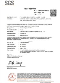 The Testing Report Of Windshield Film By SGS
